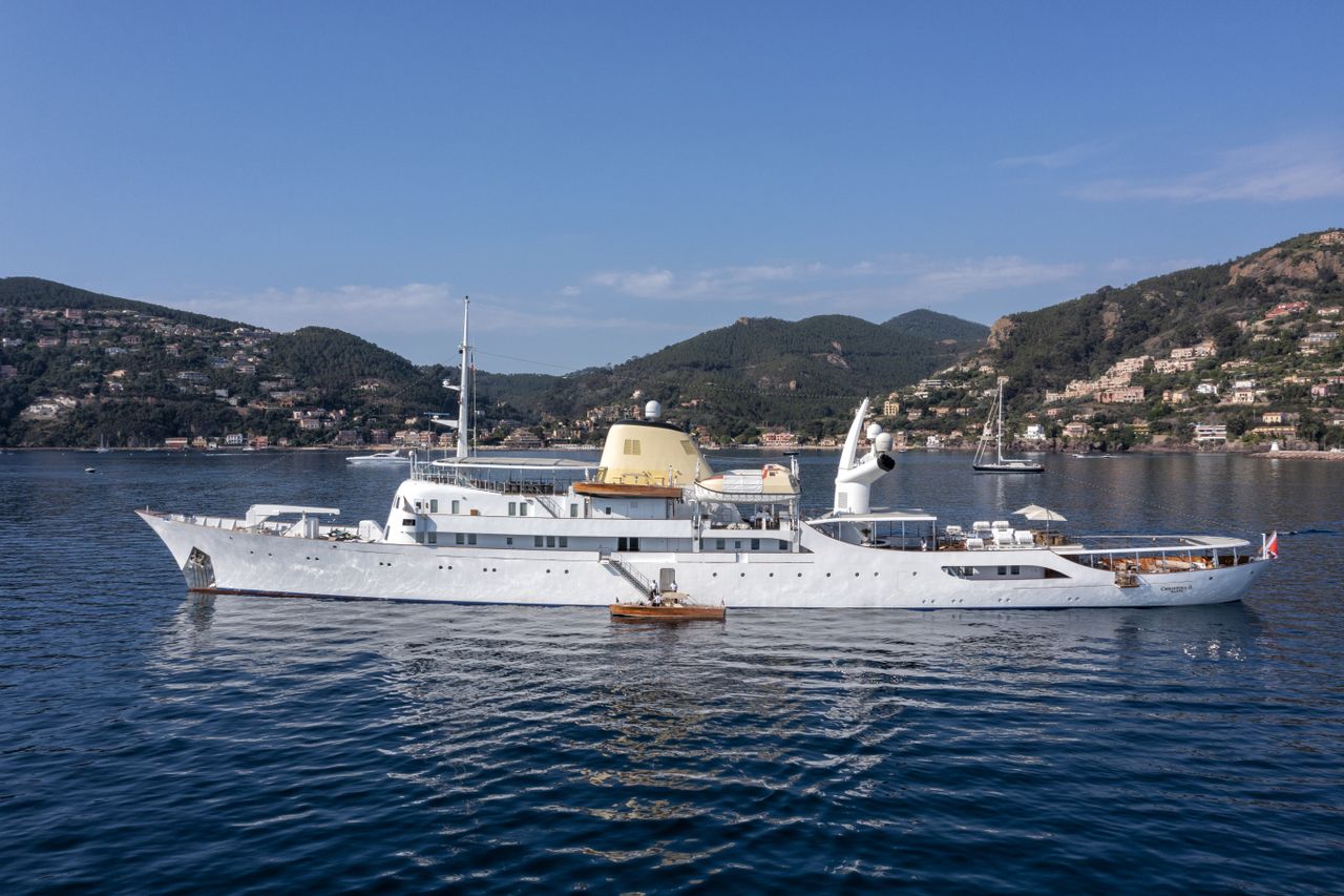 for-sale:-a-vintage-superyacht-with-history,-scandal-and-whale-skin-barstools